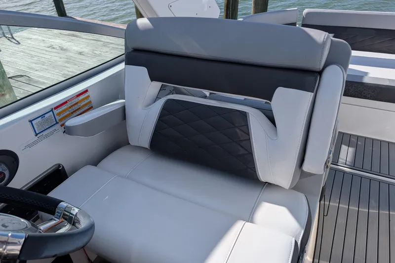Slide: The Image of Luxury seating on 2022 Monterey 295SS Super Sport boat, featuring sleek design and premium materials. - 23