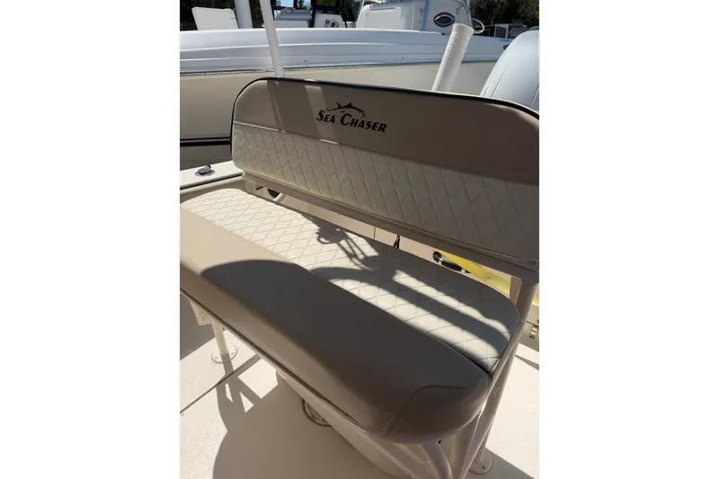 Slide: The Image of 2022 Sea Chaser 22 HFC boat seat with diamond-pattern upholstery. - 9