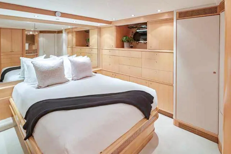 Slide: The Image of Luxurious yacht interior with elegant curved staircase, Crescent Custom Yachts, 2000 model. - 10