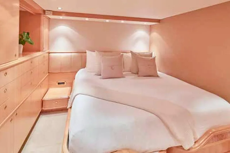 Slide: The Image of Luxurious yacht bathroom with elegant shower, wooden flooring, and modern fixtures, Crescent Custom Yachts 2000. - 9