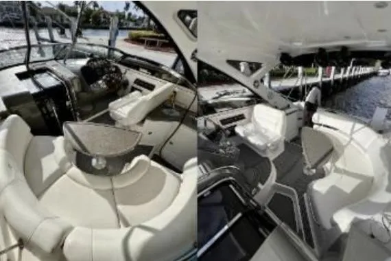 Slide: The Image of 2007 Regal Commodore 3760 IB yacht interior with plush seating and modern helm. - 14