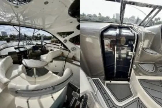 Slide: The Image of 2007 Regal Commodore 3760 IB yacht interior with luxurious seating and sleek design. - 15