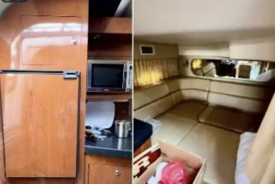 Slide: The Image of 2007 Regal Commodore 3760 IB interior with kitchenette and cozy cabin space. - 17