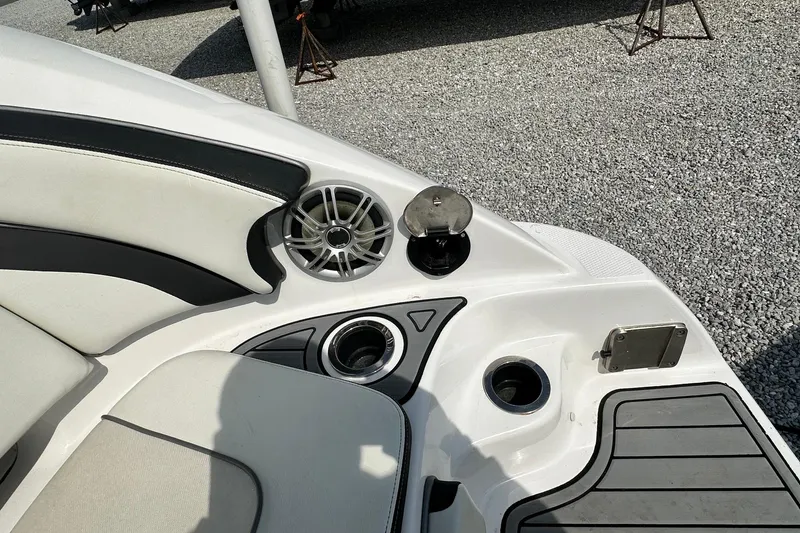 Slide: The Image of Interior of 2016 Yamaha 242 Limited S boat with speaker and seating. - 7