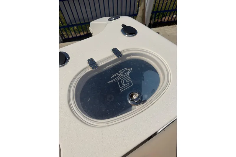 Slide: The Image of 2021 Sea Chaser 30 HFC CC boat livewell with clear lid and logo. - 8