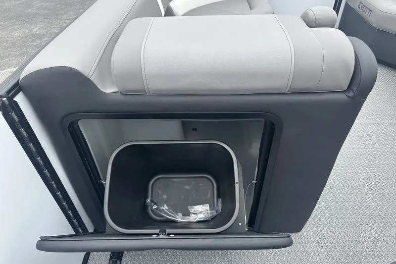 Slide: The Image of Evotti 521QL 2026 model seat with built-in storage compartment, open view. - 15