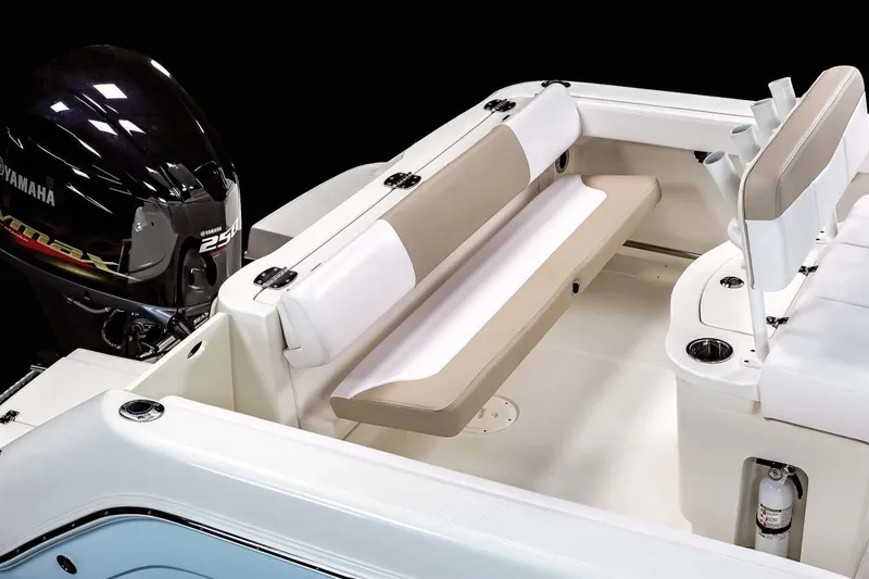 Slide: The Image of Manufacturer Provided Image: 2023 Robalo R222 Center Console boat with Yamaha 250 engine, rear seating area. - 20