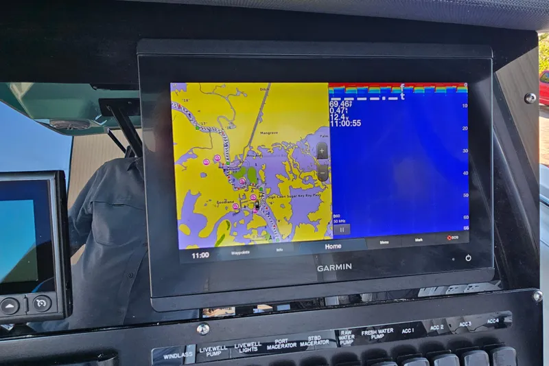 Slide: The Image of Garmin navigation display on 2022 Blackfin 272 CC boat dashboard. - 24