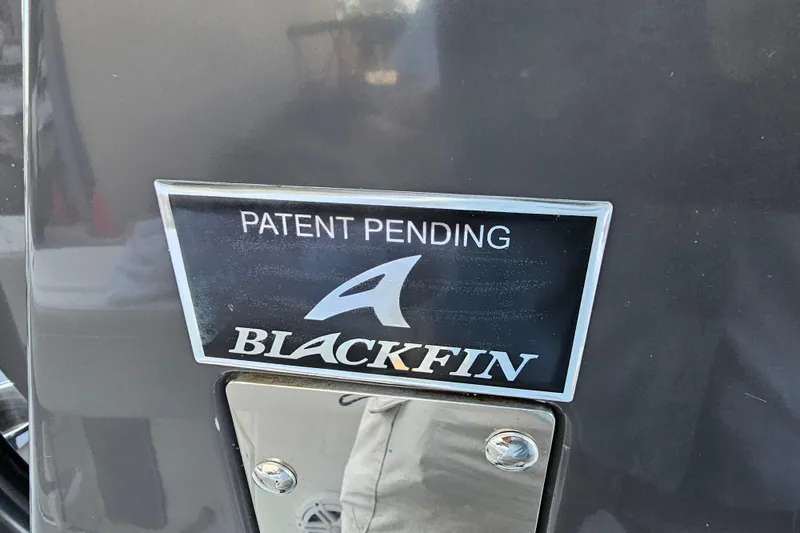 Slide: The Image of Blackfin 272 CC 2022 boat logo with patent pending sign. - 35