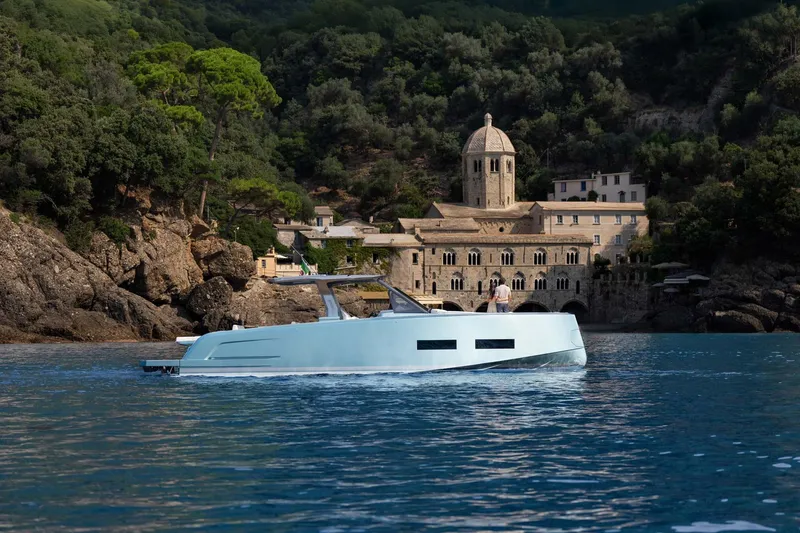 The Image of 2026 Pardo Yachts P43 cruising near historic coastal architecture. - 0