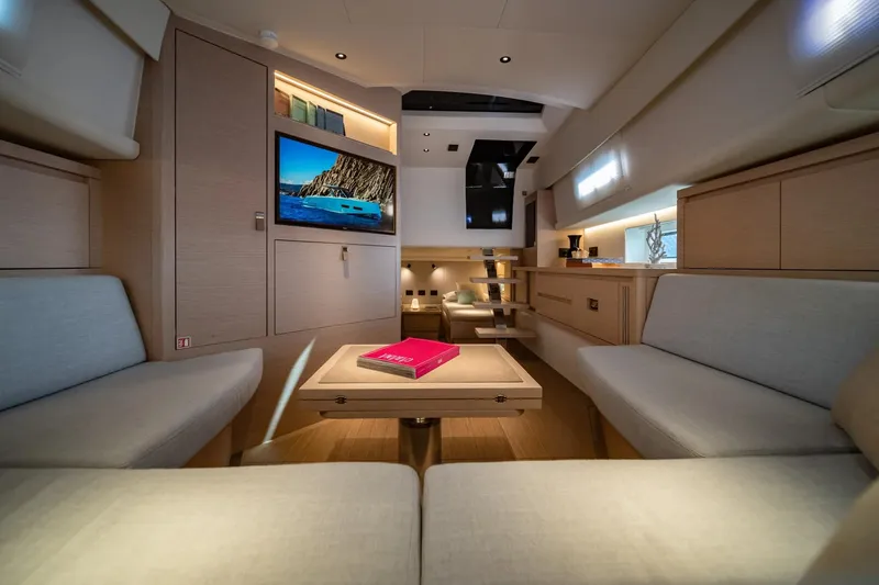 Slide: The Image of Luxurious interior of 2026 Pardo Yachts P43, featuring modern design and comfortable seating. - 4