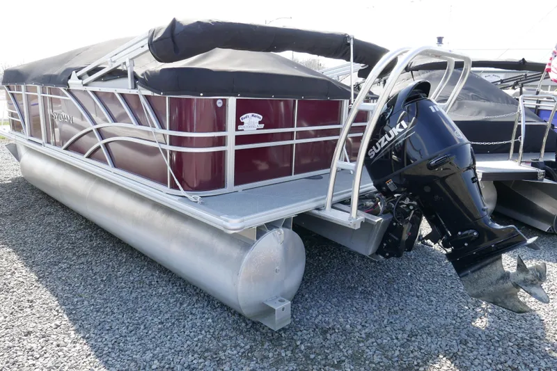 Slide: The Image of 2021 Sylvan Mirage 8520 Cruise pontoon boat with Suzuki outboard motor. - 13