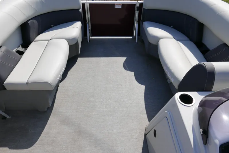 Slide: The Image of Interior of 2021 Sylvan Mirage 8520 Cruise pontoon boat with spacious seating. - 4
