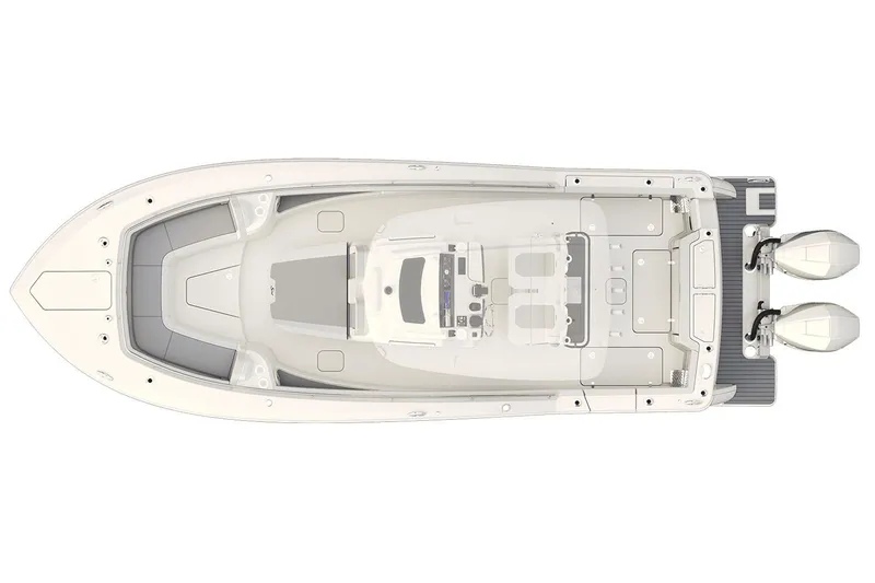Slide: The Image of Manufacturer Provided Image: Top view of 2026 Scout 288 LXF boat with dual engines. - 12