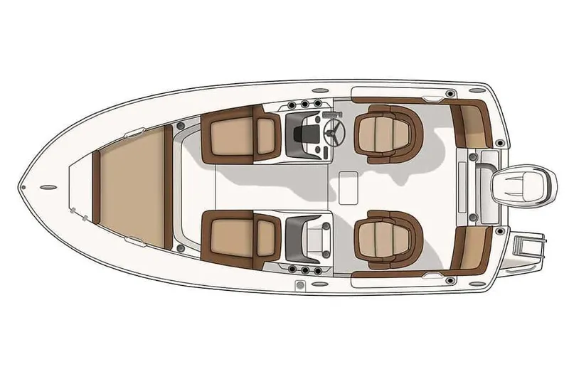 Slide: The Image of Manufacturer Provided Image: Top view of 2025 Scout 195 Sport Dorado boat layout with seating and controls. - 8