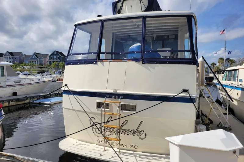 Slide: The Image of 1977 Hatteras 43 Double Cabin yacht docked in Georgetown, SC marina. - 37
