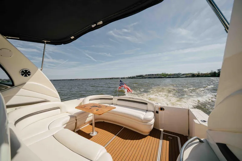 Slide: The Image of 2003 Sea Ray 420 Sundancer yacht cruising on a sunny day. - 1