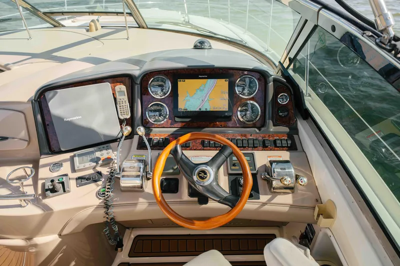 Slide: The Image of Luxurious bathroom interior of 2003 Sea Ray 420 Sundancer yacht with modern amenities. - 17