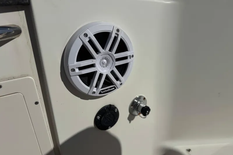 Slide: The Image of Close-up of a Rockford Fosgate speaker on a 2011 Chaparral 267 SSX boat. - 27