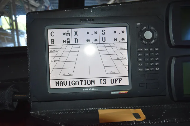 Slide: The Image of Simrad CX44 navigation system display on 2005 SAFE Boats 33 Full Cabin. - 66