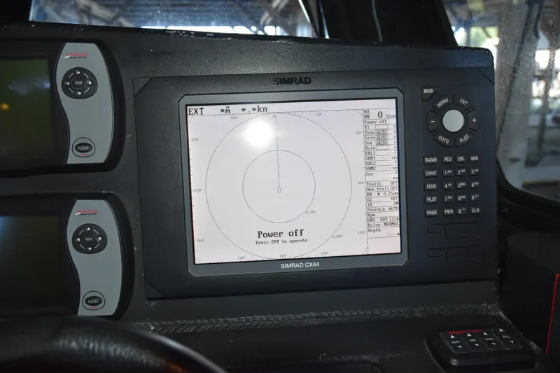Slide: The Image of Simrad CX44 navigation system on 2005 SAFE Boats 33 Full Cabin. - 67