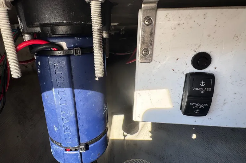 Slide: The Image of Windlass control and Lewmar motor on 2005 Century 3200 Walk-Around boat. - 92