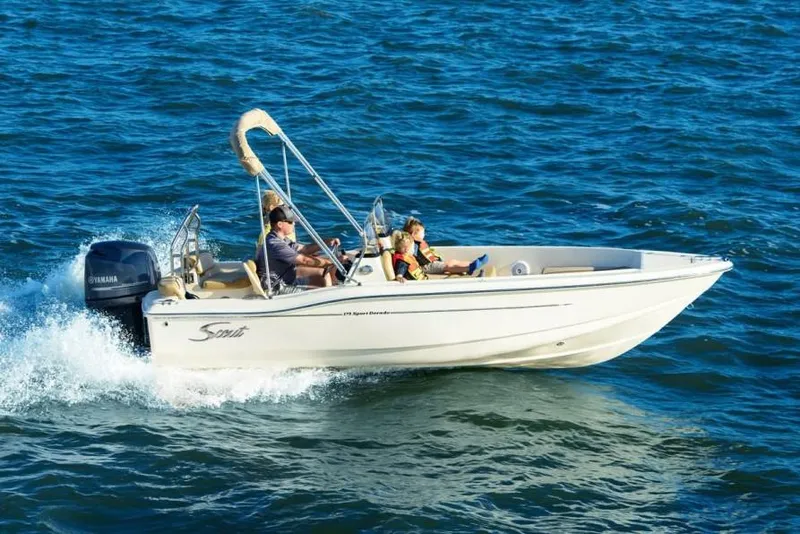 The Image of Manufacturer Provided Image: 2025 Scout 175 Sport Dorado boat cruising on open water. - 0
