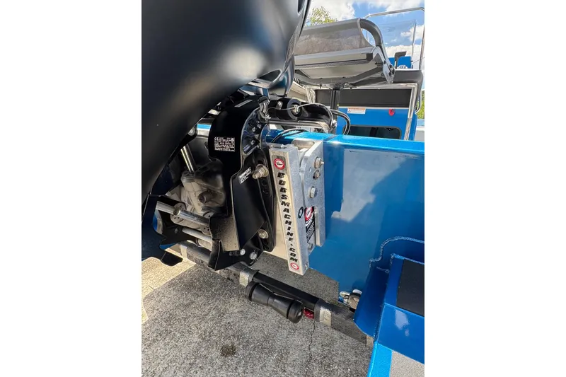 Slide: The Image of 2026 SeaArk Shadow 187T boat engine detail with blue exterior. - 16