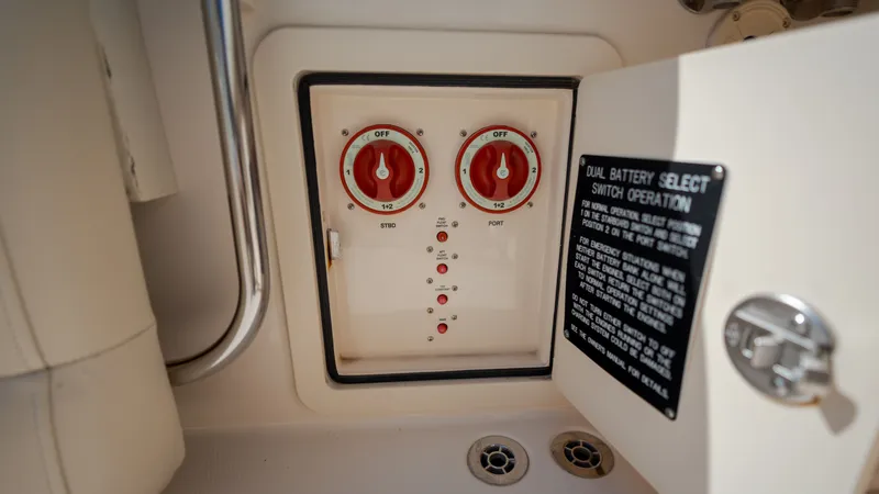 Slide: The Image of Battery switch panel in 2019 Grady-White Canyon 306 boat. - 38