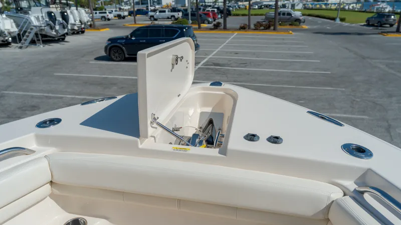 Slide: The Image of 2019 Grady-White Canyon 306 boat with open anchor locker. - 9