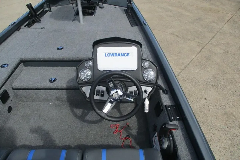 Slide: The Image of 2023 Ranger RT178 boat with Lowrance electronics and trolling motor setup. - 5