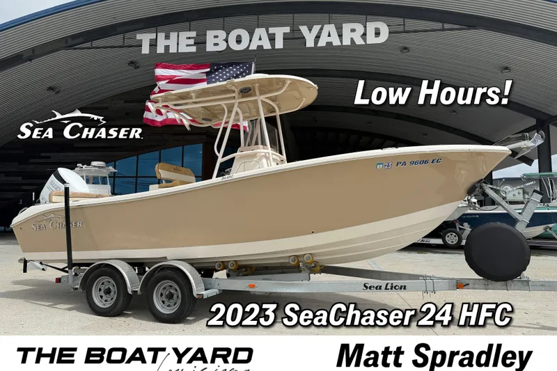 The Image of 2023 SeaChaser 24 HFC boat with low hours displayed at The Boat Yard. - 1
