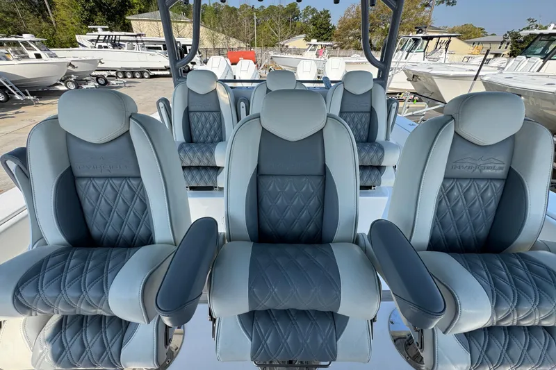 Slide: The Image of Luxurious seating on 2024 Invincible 46 Catamaran, featuring elegant design and premium materials. - 22