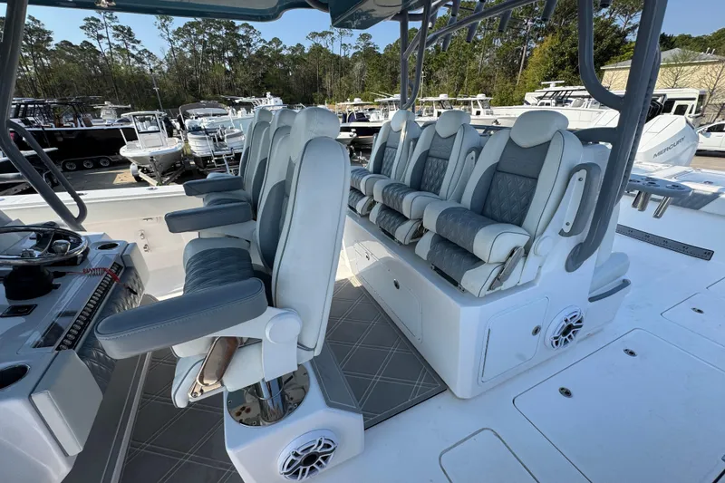 Slide: The Image of Luxurious seating on 2024 Invincible 46 Catamaran, featuring plush, ergonomic design. - 24