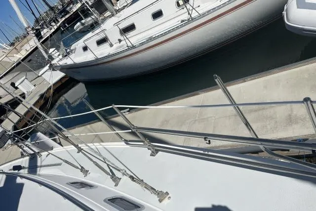 Slide: The Image of Wooden cockpit table on a 1993 Catalina 36 MkII sailboat. - 24