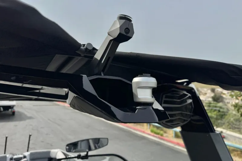 Slide: The Image of 2022 Nautique Super Air Nautique G25 Paragon boat tower detail with speaker and accessory. - 21