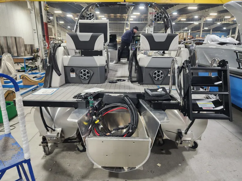 Slide: The Image of Avalon Excalibur Carbon Series Quad Lounger Shift Windshield - 25 FT w/ 400HP Mercury V10! 2026 - 3