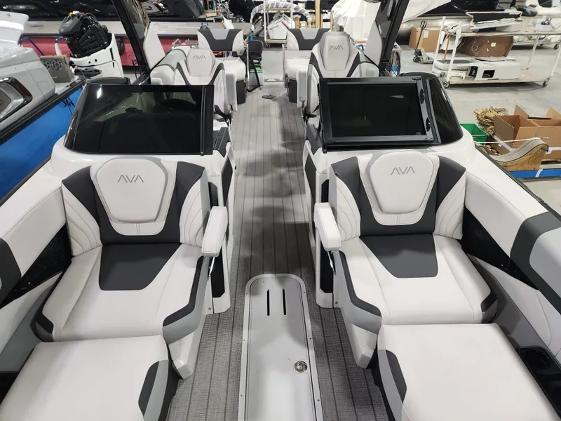 Slide: The Image of Avalon Excalibur Carbon Series Quad Lounger Shift Windshield - 25 FT w/ 400HP Mercury V10! 2026 - 4