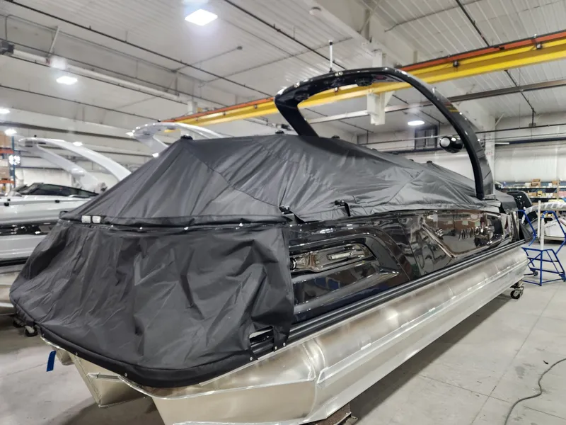 Slide: The Image of Avalon Excalibur Carbon Series Quad Lounger Shift Windshield - 25 FT w/ 400HP Mercury V10! 2026 - 6