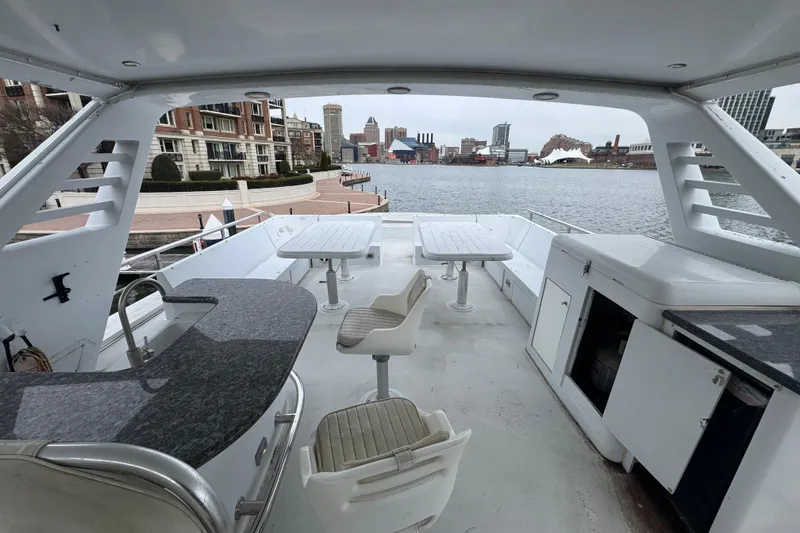 Slide: The Image of Outdoor kitchen on 1997 Tarrab 77 Motor Yacht with city skyline view. - 39