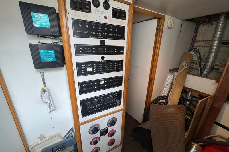 Slide: The Image of Storage area inside 1997 Tarrab 77 Motor Yacht with mattresses and buckets. - 62