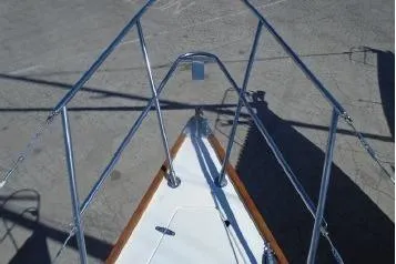 Slide: The Image of Deck of 1982 Sabre 34 sailboat with hatches and rigging details. - 15