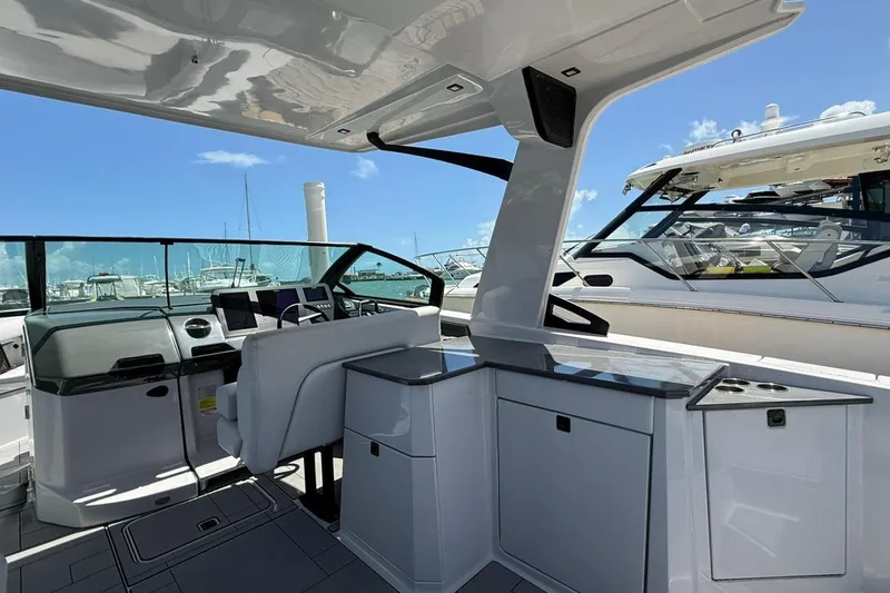 Slide: The Image of Luxurious 2023 Aviara 32AV boat interior with sleek design and modern amenities. - 7