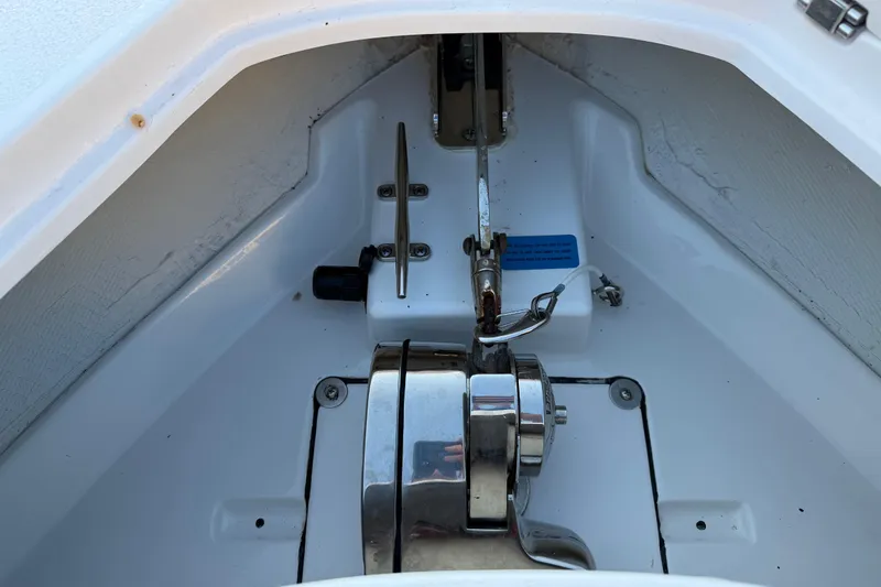Slide: The Image of 2023 Sportsman Open 232 Center Console anchor locker with winch system. - 40