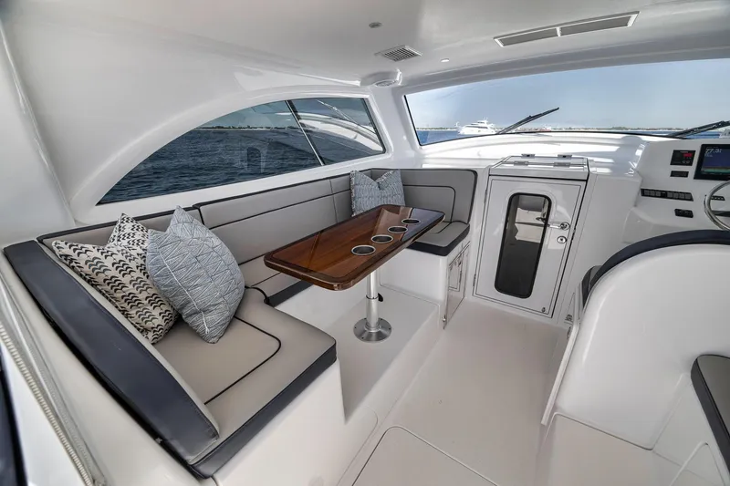 Slide: The Image of Luxurious interior of 2018 Viking 37 Billfish yacht with elegant seating and table. - 31