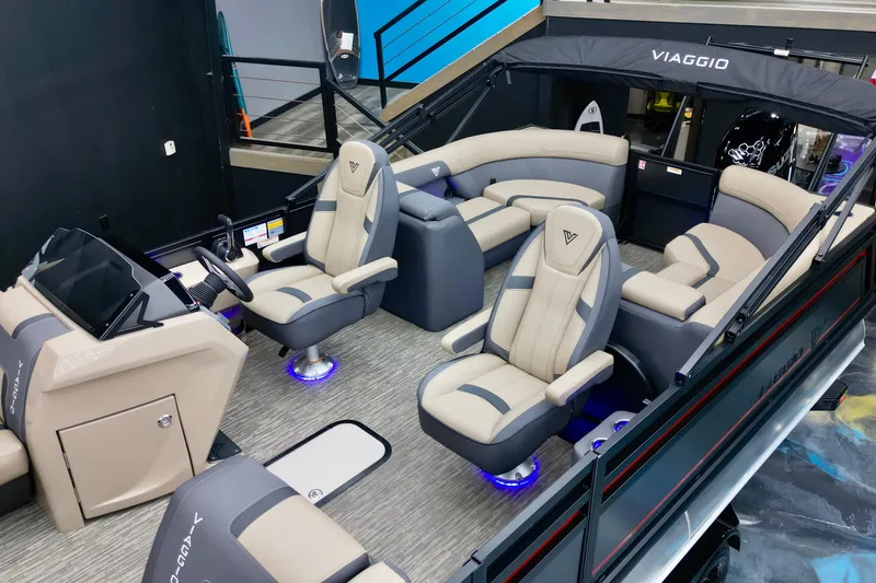 Slide: The Image of 2026 Viaggio Lago X-U 22 boat interior with luxurious seating and modern design. - 11