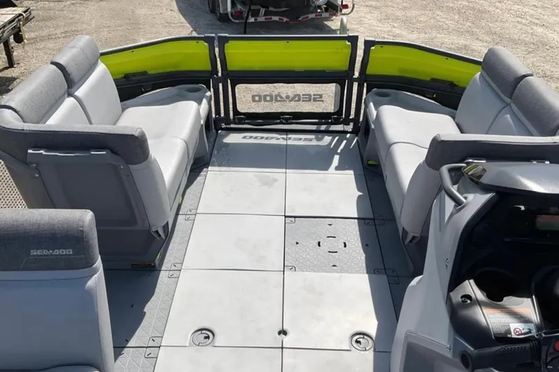 Slide: The Image of 2024 Sea-Doo Switch Cruise 18 interior with spacious seating and modern design. - 3