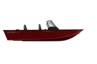 Slide: The Image of 2026 Alumacraft Voyageur 175 Sport boat, side view, red hull, sleek design. - 3