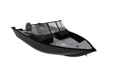 Slide: The Image of 2026 Alumacraft Voyageur 175 Sport boat with sleek black design and spacious interior. - 5