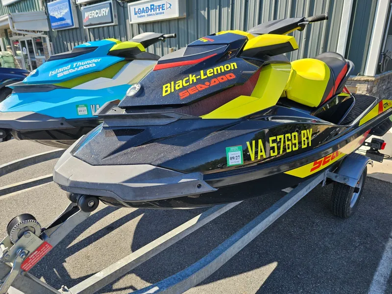 The Image of 2015 Sea-Doo GTR 215 jet ski on trailer, painted yellow and black. - 1